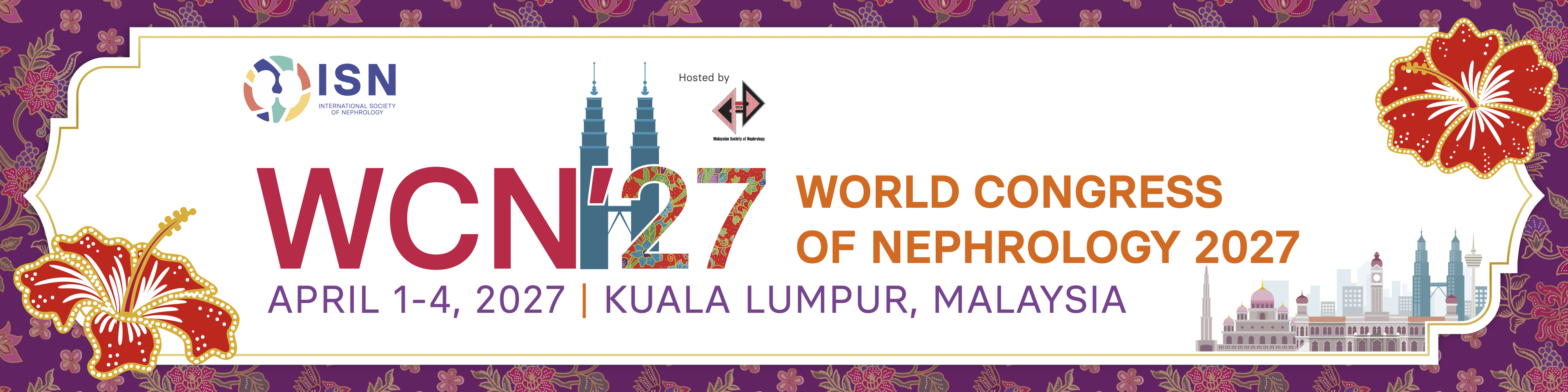 World Congress of Nephrology 2027, 1–4 April 2027, Kuala Lumpur, Malaysia