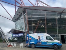 Blood pressure van outside the entrance of the Expo at the Due Drop Events Centre 