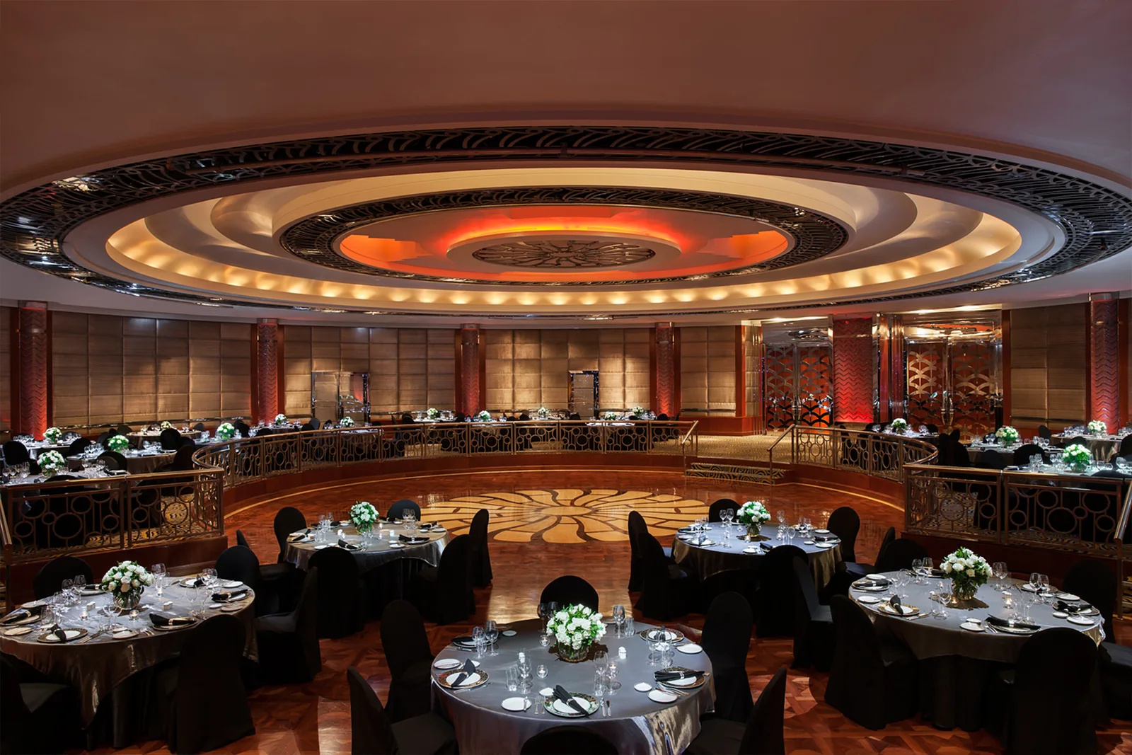 Park Hyatt Melbourne's circular Ballroom, with a domed ceiling and tables set for an event.