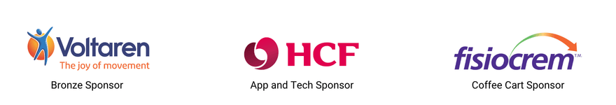 voltaren - bronze sponsor, hcf - app and tech sponsor and fisiocream - coffee cart sponsor