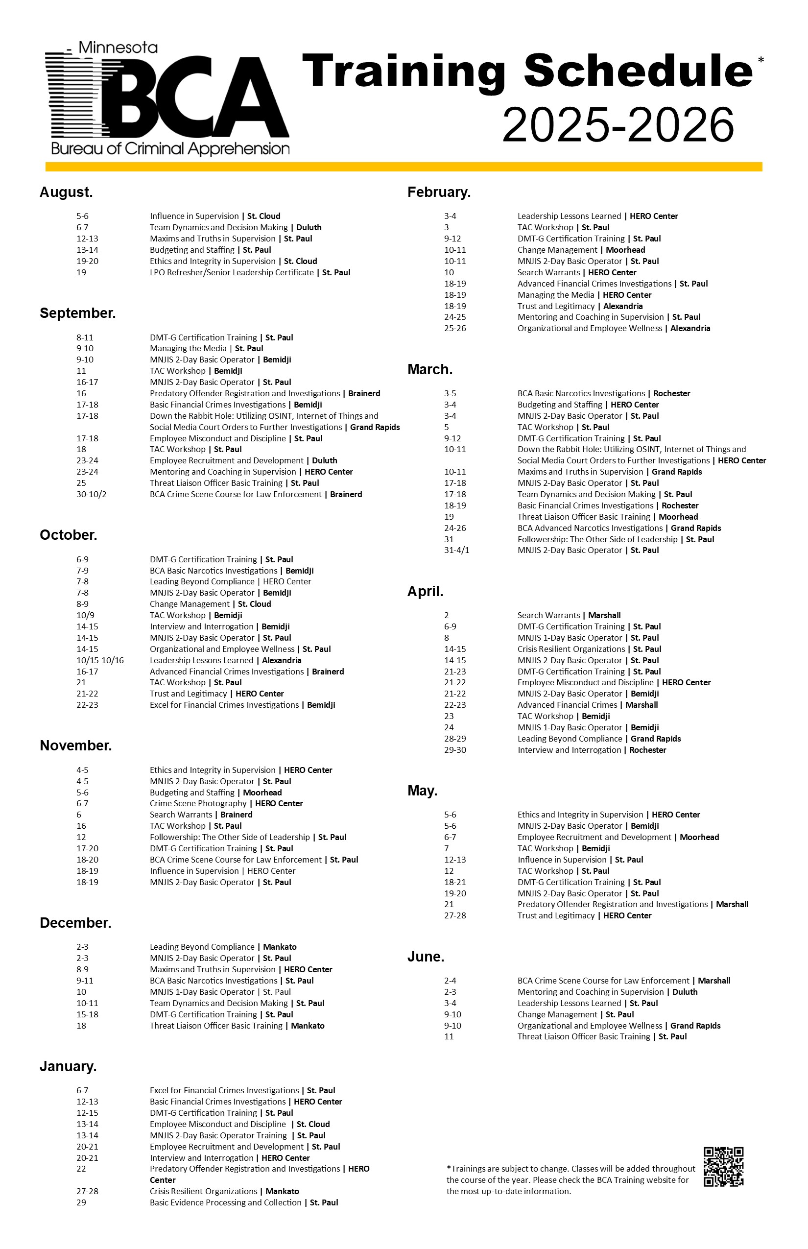 BCA Course Catalog Insert