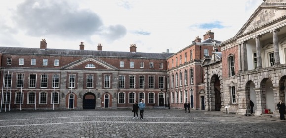 In this image is the outside perspective of the Printworks Event and Exhibition Centre at Dublin Castle